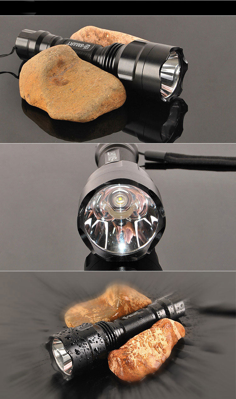 Strong light cycling headlight LED plastic light cup strong light flashlight C8