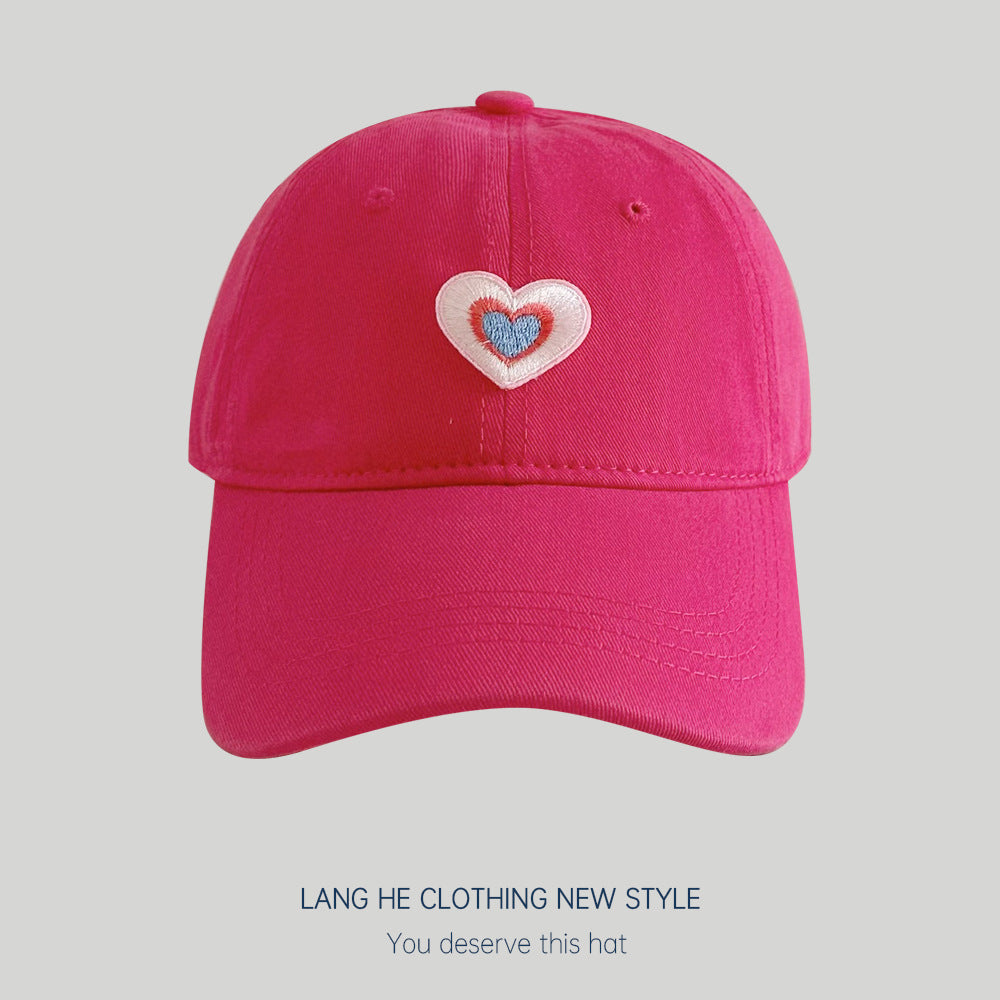 Patch love baseball cap for women with small head circumference, small face, versatile washed peaked hat, summer sun hat, trendy