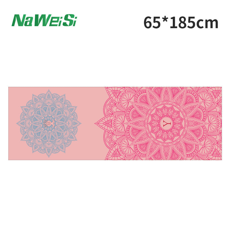 Yoga mat towel double-sided velvet yoga fitness isolation mat non-slip printed folding portable sports mat towel