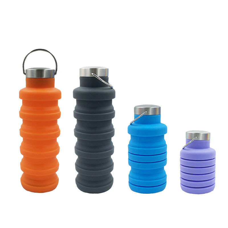 Portable Food Grade Silicone Folding Cup 500ml Creative Sports Water Bottle Outdoor Telescopic Decompression Water Cup