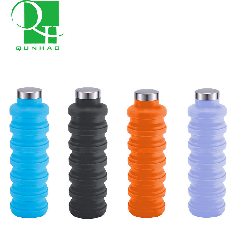 Portable Food Grade Silicone Folding Cup 500ml Creative Sports Water Bottle Outdoor Telescopic Decompression Water Cup