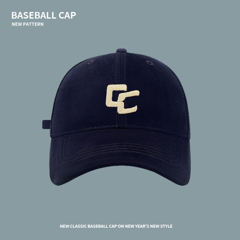 Baseball hat for men, trendy brand, brushed embroidered letters, enlarged and deepened, wide brim, versatile, face-friendly, small duck cap for women