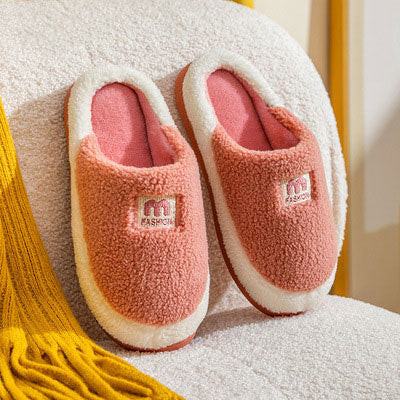 Cotton slippers for women winter home indoor home warm non-slip thick-soled confinement couple hair slippers autumn and winter shoes