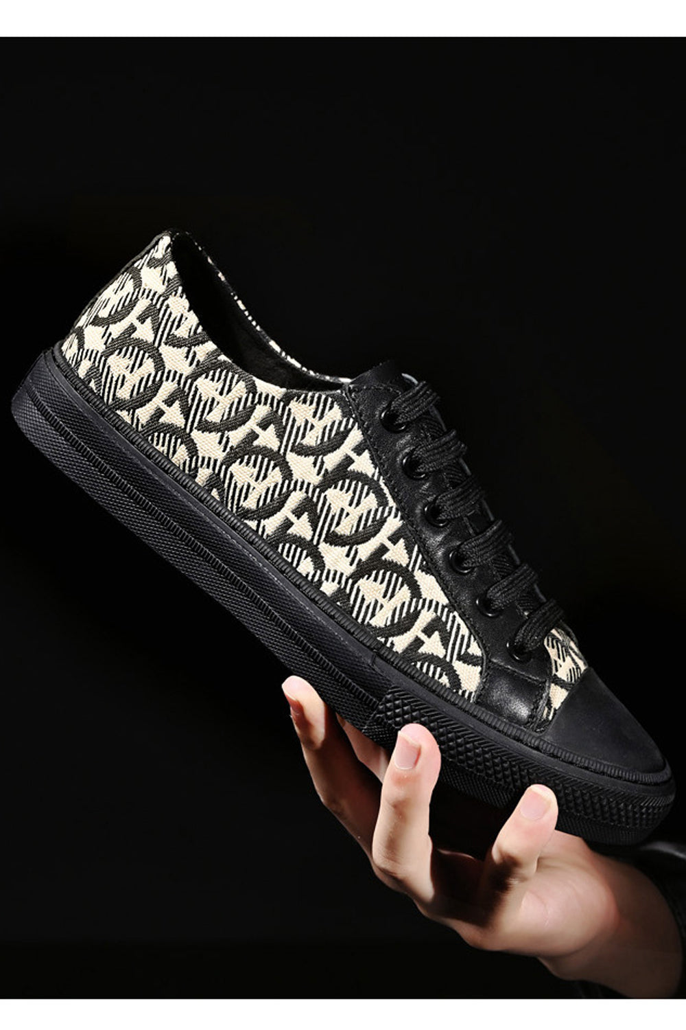 Men Comfortable Inner Collar Flat Rubber Soled Elegent Lattice Pattern Lace Up Casual Sneaker Shoes - MSA105594