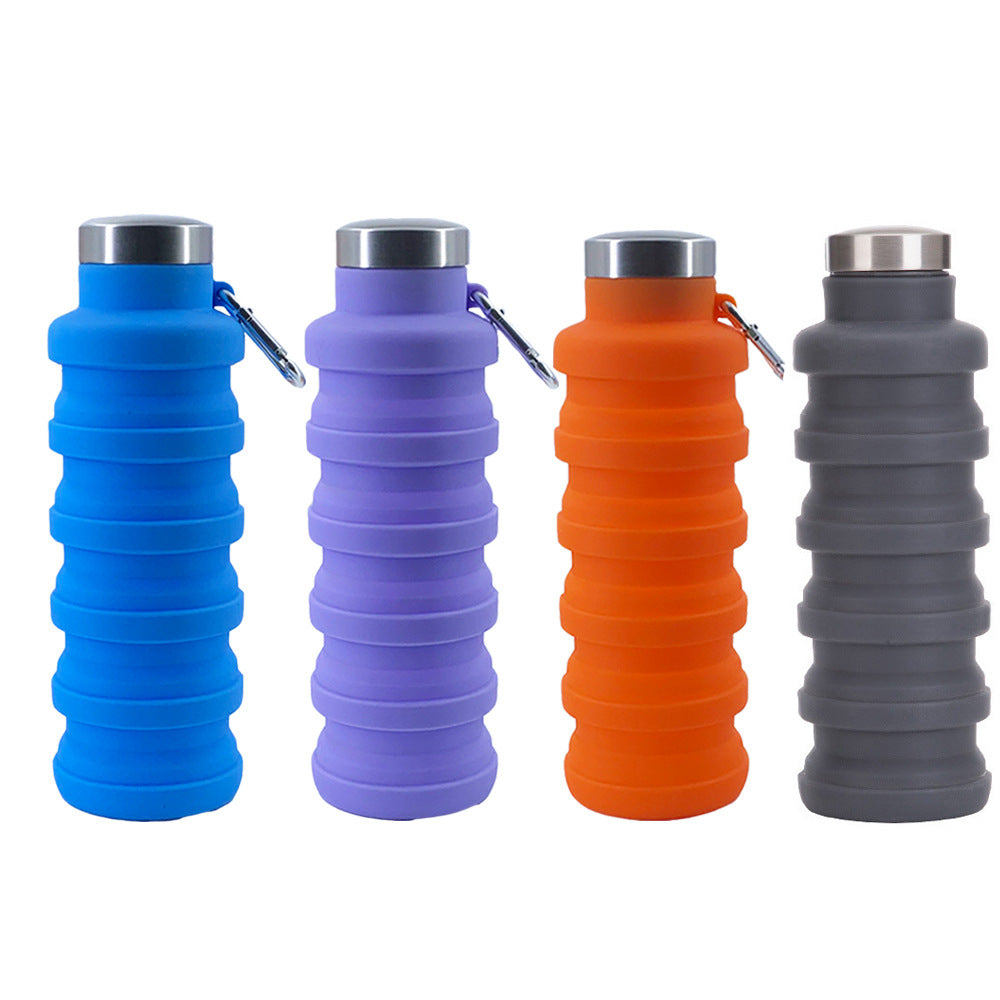 Portable Food Grade Silicone Folding Cup 500ml Creative Sports Water Bottle Outdoor Telescopic Decompression Water Cup