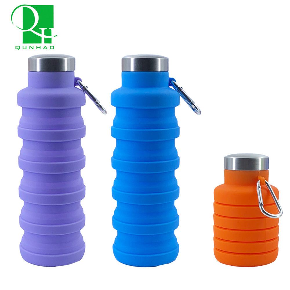 Portable Food Grade Silicone Folding Cup 500ml Creative Sports Water Bottle Outdoor Telescopic Decompression Water Cup