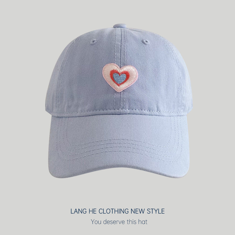 Patch love baseball cap for women with small head circumference, small face, versatile washed peaked hat, summer sun hat, trendy