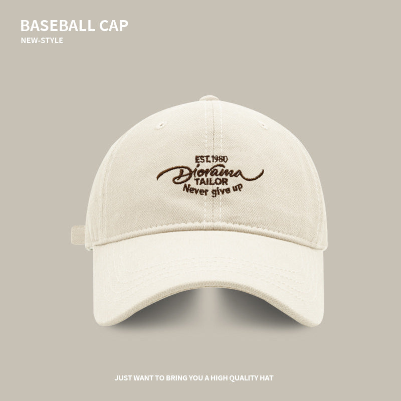 Simple letter embroidery versatile baseball cap spring and autumn large head circumference showing face small wide brim peaked cap couple trendy hat