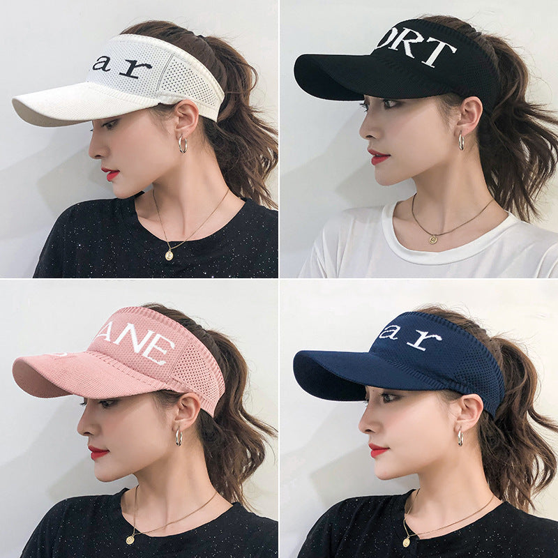 Hat women's spring and summer new simple versatile letter empty top hat outdoor sports and leisure sunvisor peaked hat