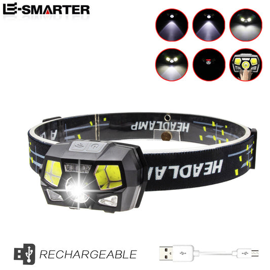 Cross-Border Headlamp Miner's Lamp Usb Charging Strong Light Led Waterproof Induction Cob Running Headlamp Usb Induction Fishing Lamp