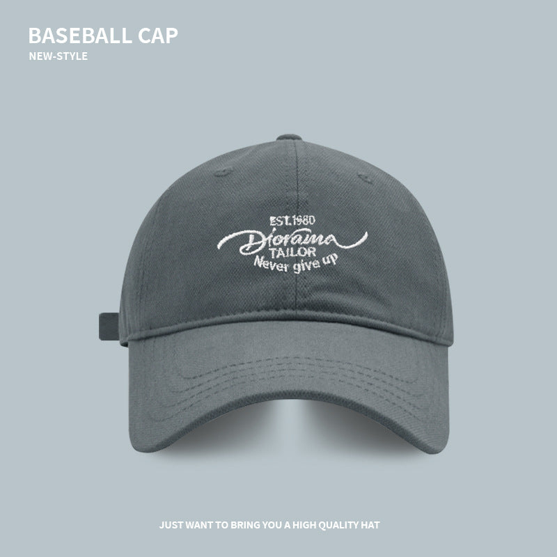 Simple letter embroidery versatile baseball cap spring and autumn large head circumference showing face small wide brim peaked cap couple trendy hat