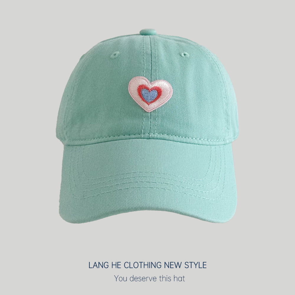 Patch love baseball cap for women with small head circumference, small face, versatile washed peaked hat, summer sun hat, trendy