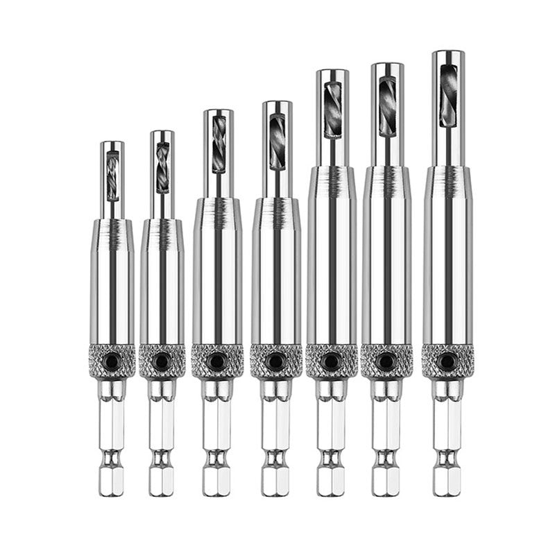 Hinge drill bit woodworking door and window hinge hole opener positioning drilling set high-speed steel special-shaped hexagonal handle drill bit