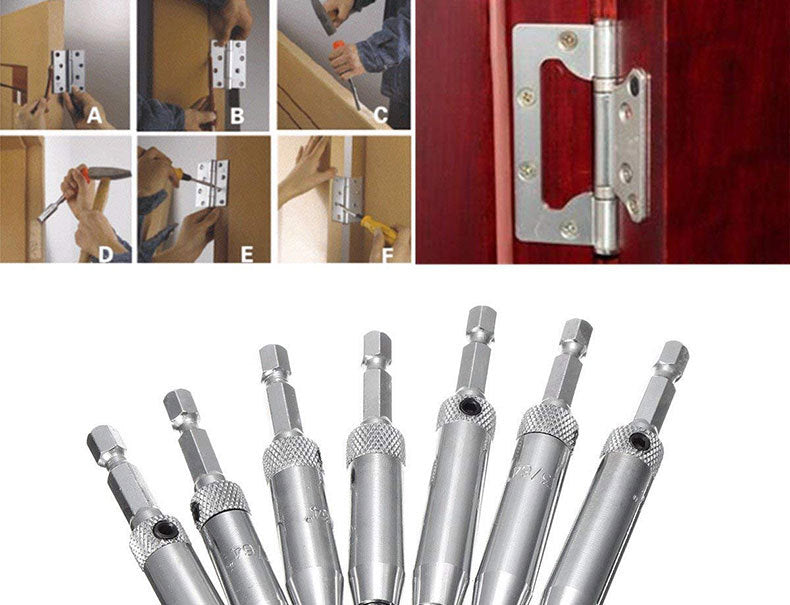 Hinge drill bit woodworking door and window hinge hole opener positioning drilling set high-speed steel special-shaped hexagonal handle drill bit