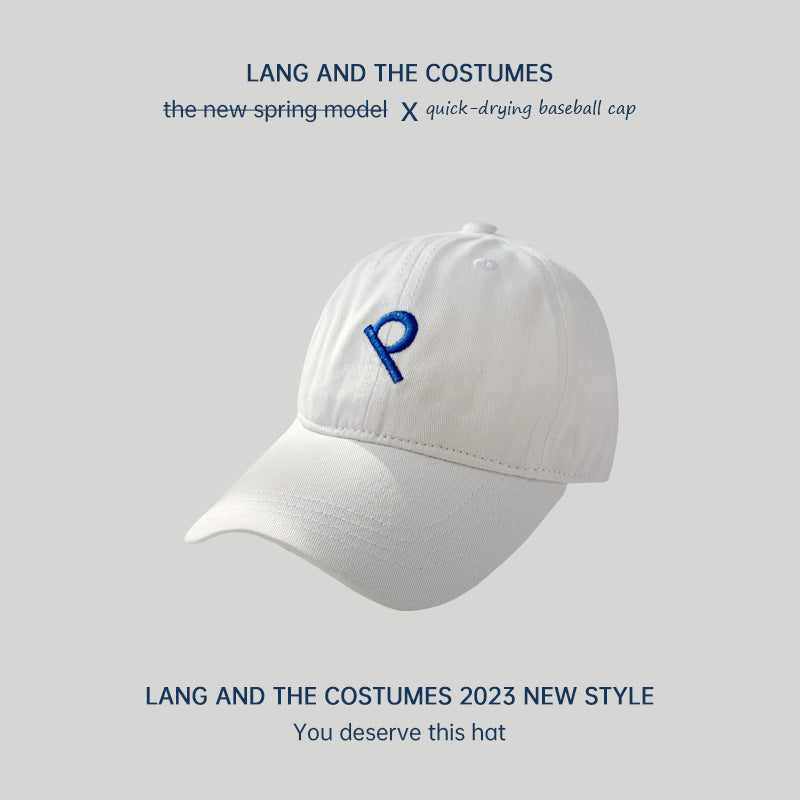 Oblique P letter ins small head circumference baseball cap for women outdoor leisure versatile four-season soft top sun protection duck tongue hat