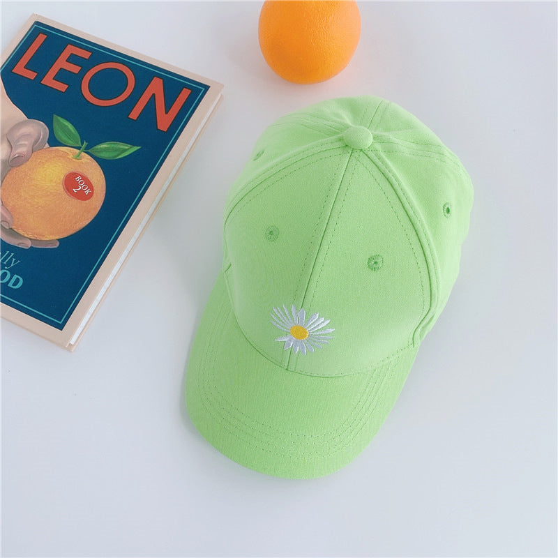 Hat 2024 new spring and summer candy color children's daisy embroidered peaked cap girls baseball cap boys trendy