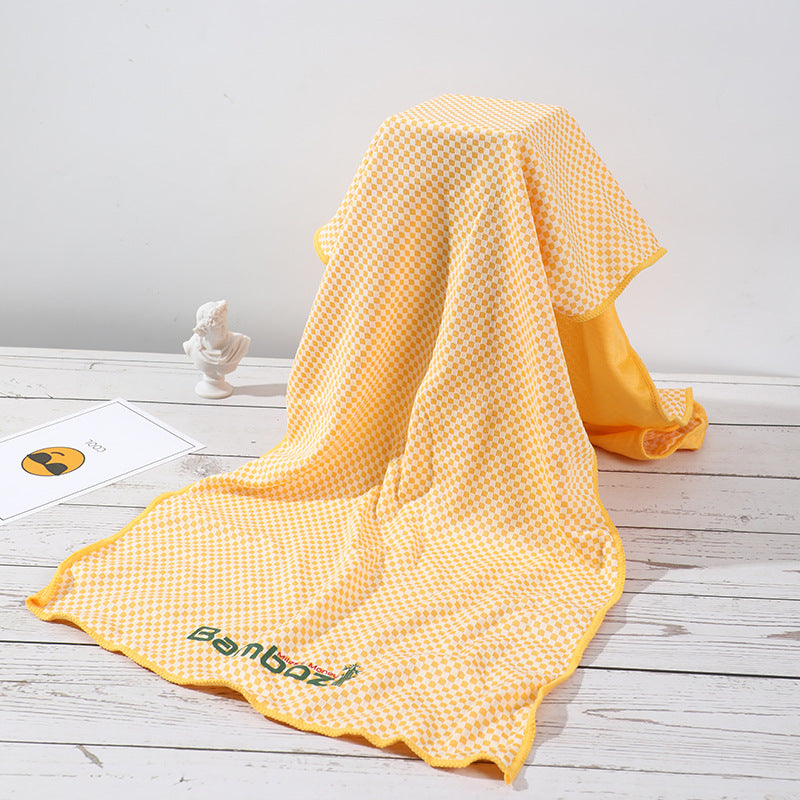 Summer Ice Silk Cold Sports Towel Outdoor Fitness Running Sweat Towel Double Layer Creative Plaid Print Cold Towel