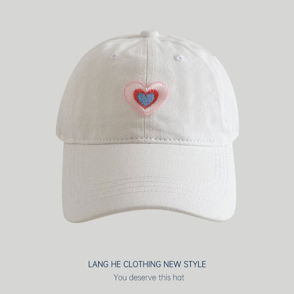 Patch love baseball cap for women with small head circumference, small face, versatile washed peaked hat, summer sun hat, trendy