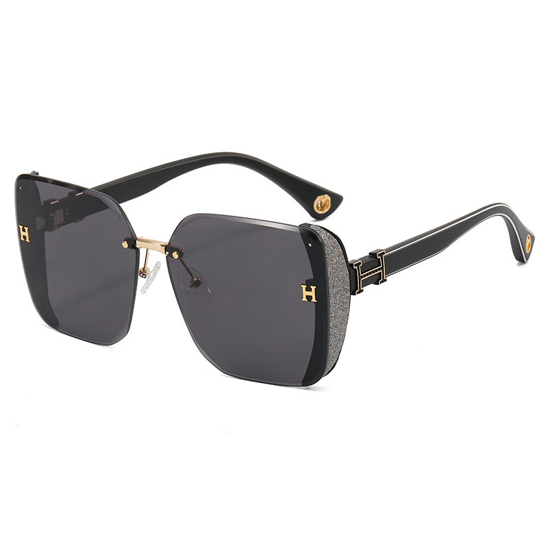New Fashion Sunglasses Trendy Frameless Gradient Sunglasses Large Frame Anti-UV Women's Sun Square