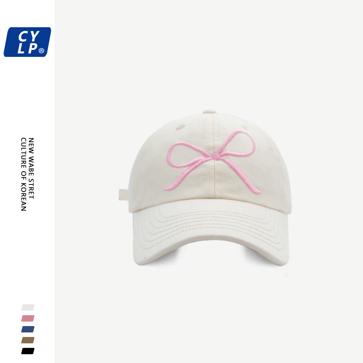 Sweet bow embroidered baseball cap for women spring and summer versatile face-showing small soft-top peaked cap