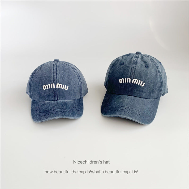 Letter laminated baseball cap women's ins washed cotton retro soft top casual versatile men's duck cap