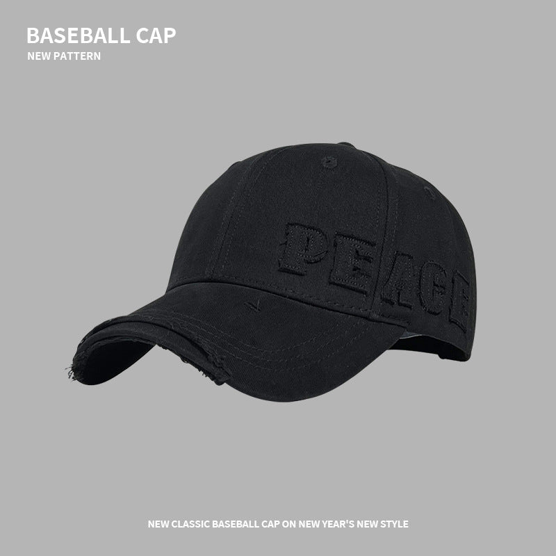 Street Hole-In-The-Wall Baseball Hat For Women In Autumn And Winter Trendy Brand Couple Old Casual All-Match Face-Showing Small Peaked Cap