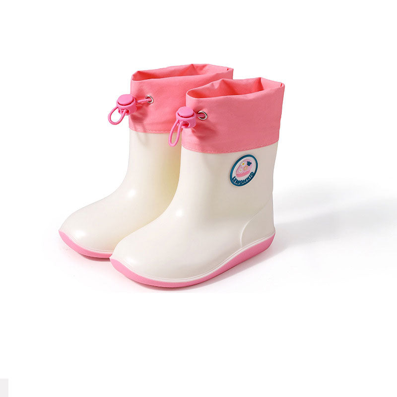 Rain Boots Cute Cartoon Cuff Soft Sole Wear-Resistant Children's Outdoor Rain Boots Boys and Girls Water Shoes