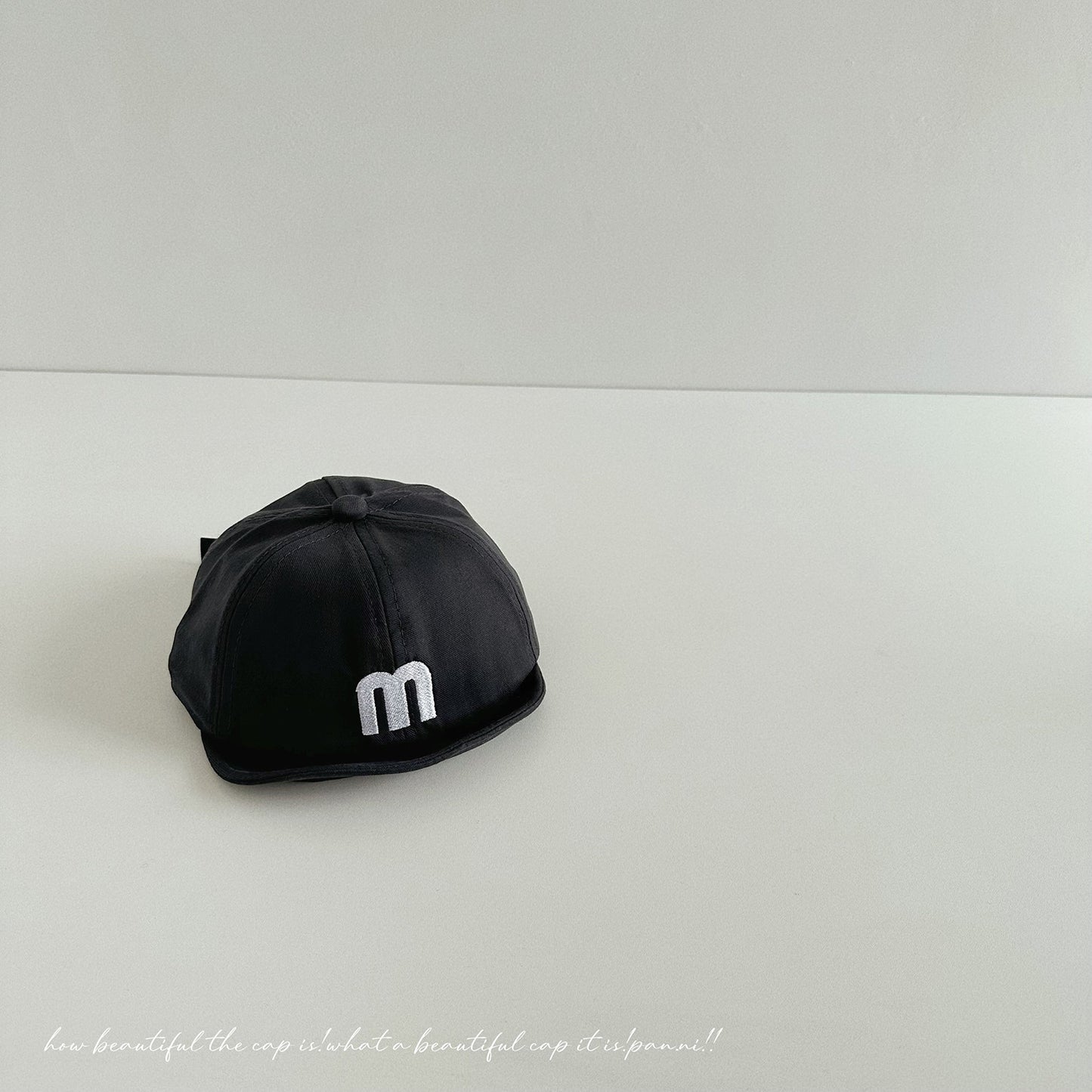 Soft and cute ~ Embroidered baby baseball cap with letter m for boys and girls in spring and summer, versatile soft brim children's sun protection hat