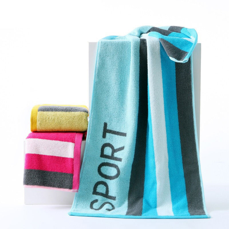 Pure Cotton Fashion Sports Towel 95*40 Cotton Extra Thick Striped Towel 147g