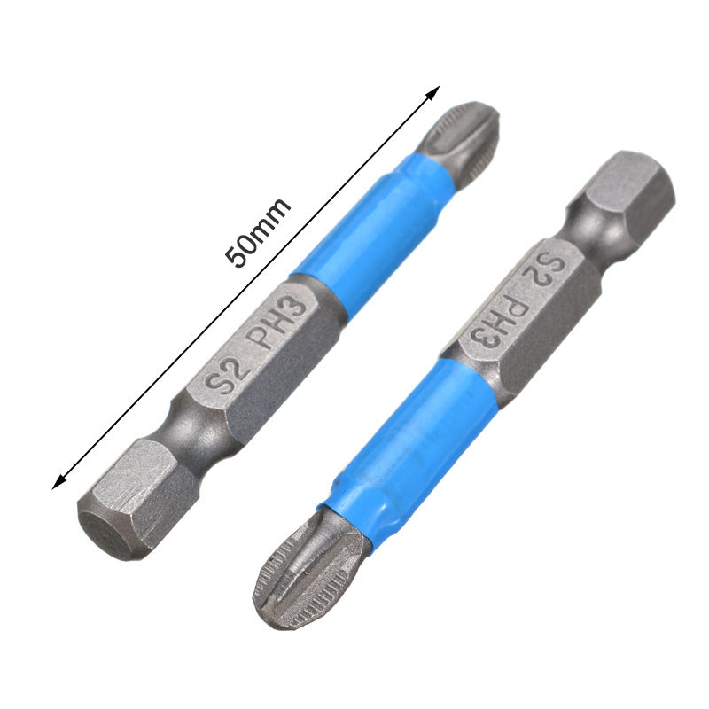 Hexagonal handle non-slip bit 12pc blue leather ring 50mm electric screwdriver combination set strong magnetic cross bit