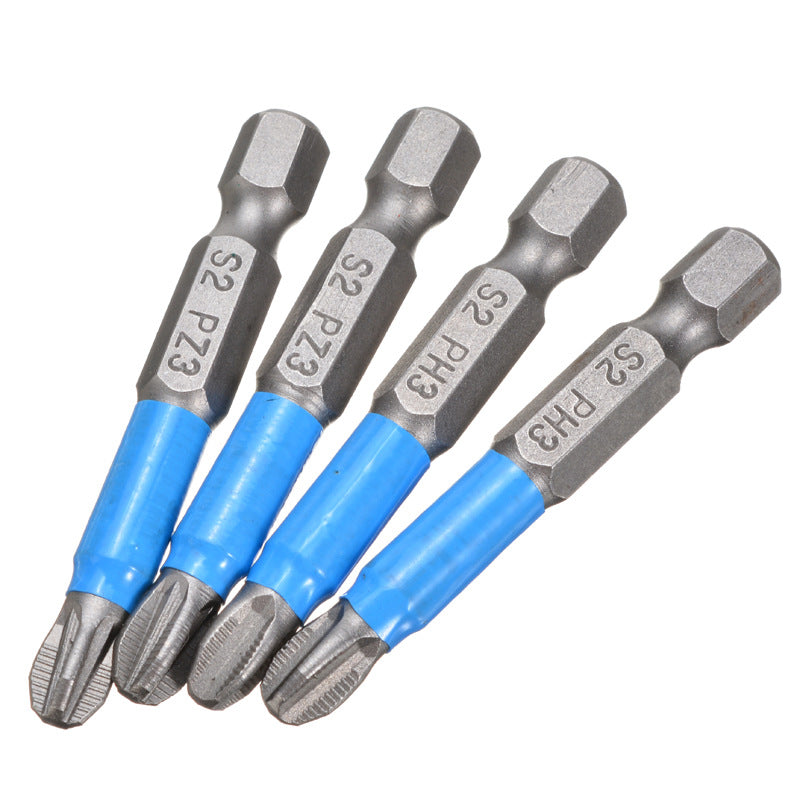 Hexagonal handle non-slip bit 12pc blue leather ring 50mm electric screwdriver combination set strong magnetic cross bit