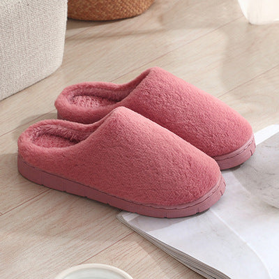 Cotton slippers for women winter home indoor home warm non-slip thick-soled confinement couple hair slippers autumn and winter shoes