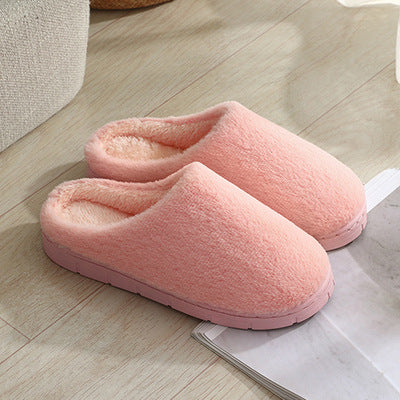 Cotton slippers for women winter home indoor home warm non-slip thick-soled confinement couple hair slippers autumn and winter shoes