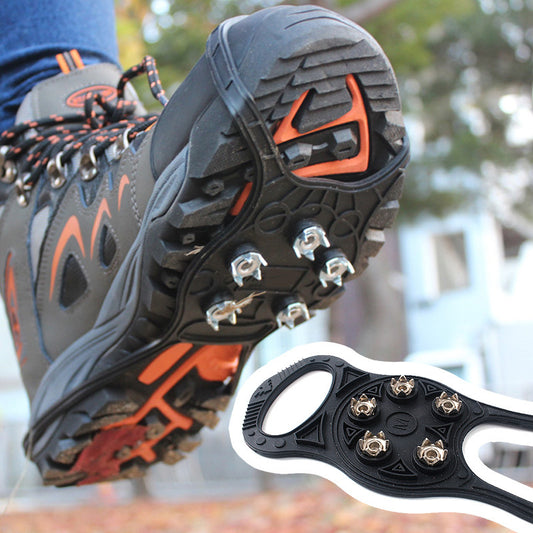 Outdoor 5-Tooth Crampons, Anti-Slip Shoe Covers, Snow Equipment, Mountaineering Spikes, Simple Five-Tooth 8-Character Urban Crampons