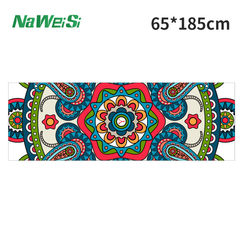 Yoga mat towel double-sided velvet yoga fitness isolation mat non-slip printed folding portable sports mat towel