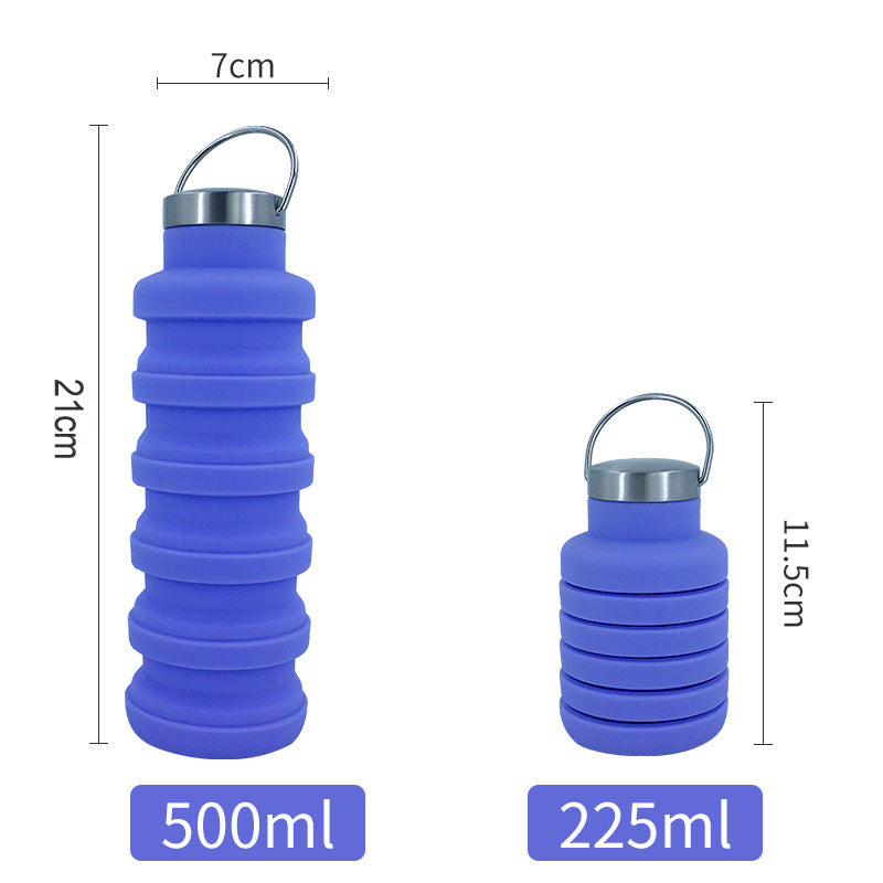 Portable Food Grade Silicone Folding Cup 500ml Creative Sports Water Bottle Outdoor Telescopic Decompression Water Cup