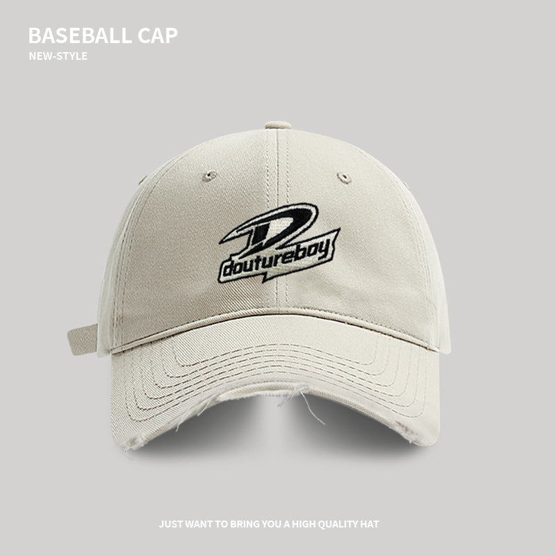 High-quality letter baseball cap for women in spring and summer, of trendy brand wide brim, versatile, big head and face, small peaked cap