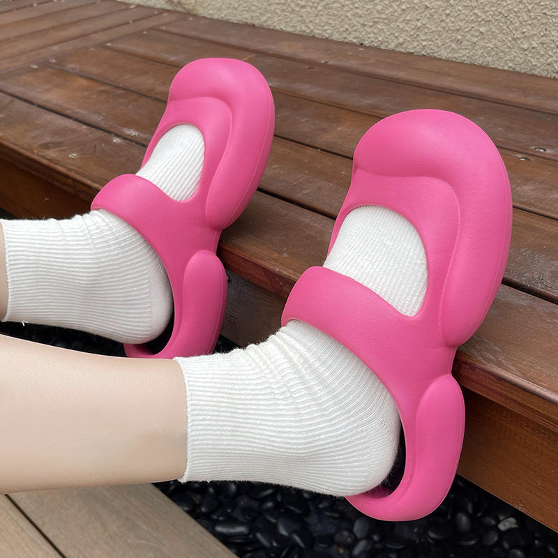 Summer women's toe-toe slippers, ins trendy for girls, outdoor beach slippers, non-slip EVA slippers that feel like shit.