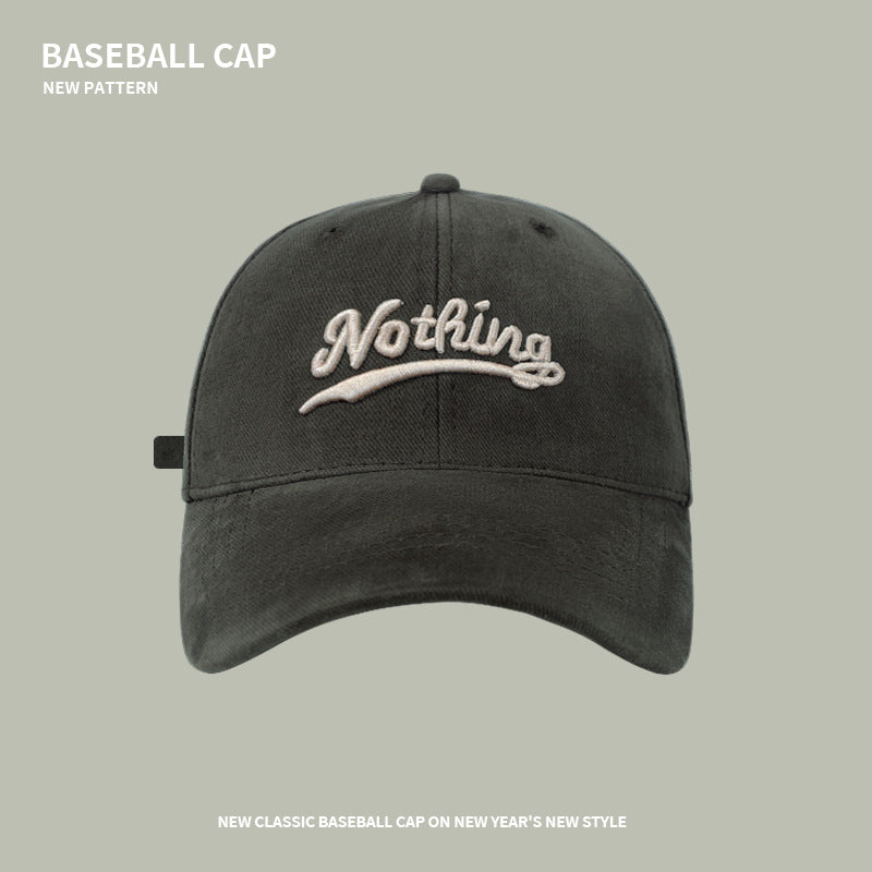 Baseball hat for men, trendy brand, brushed embroidered letters, enlarged and deepened, wide brim, versatile, face-friendly, small duck cap for women