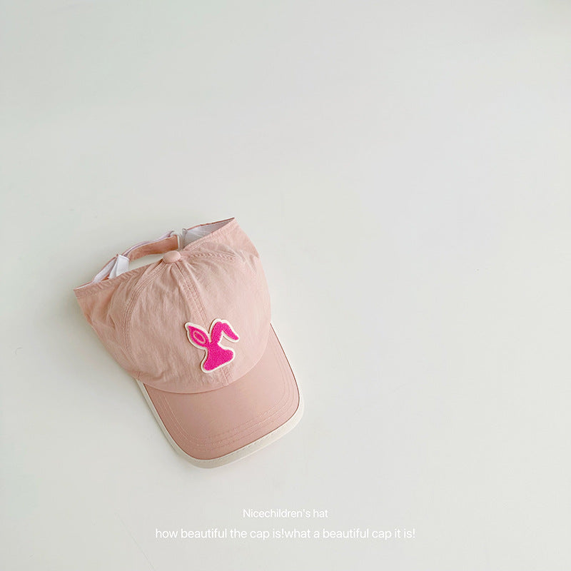 Children's sun hat for girls in summer with high ponytail, quick-drying and breathable, thin empty-top sun protection baseball cap for boys and girls