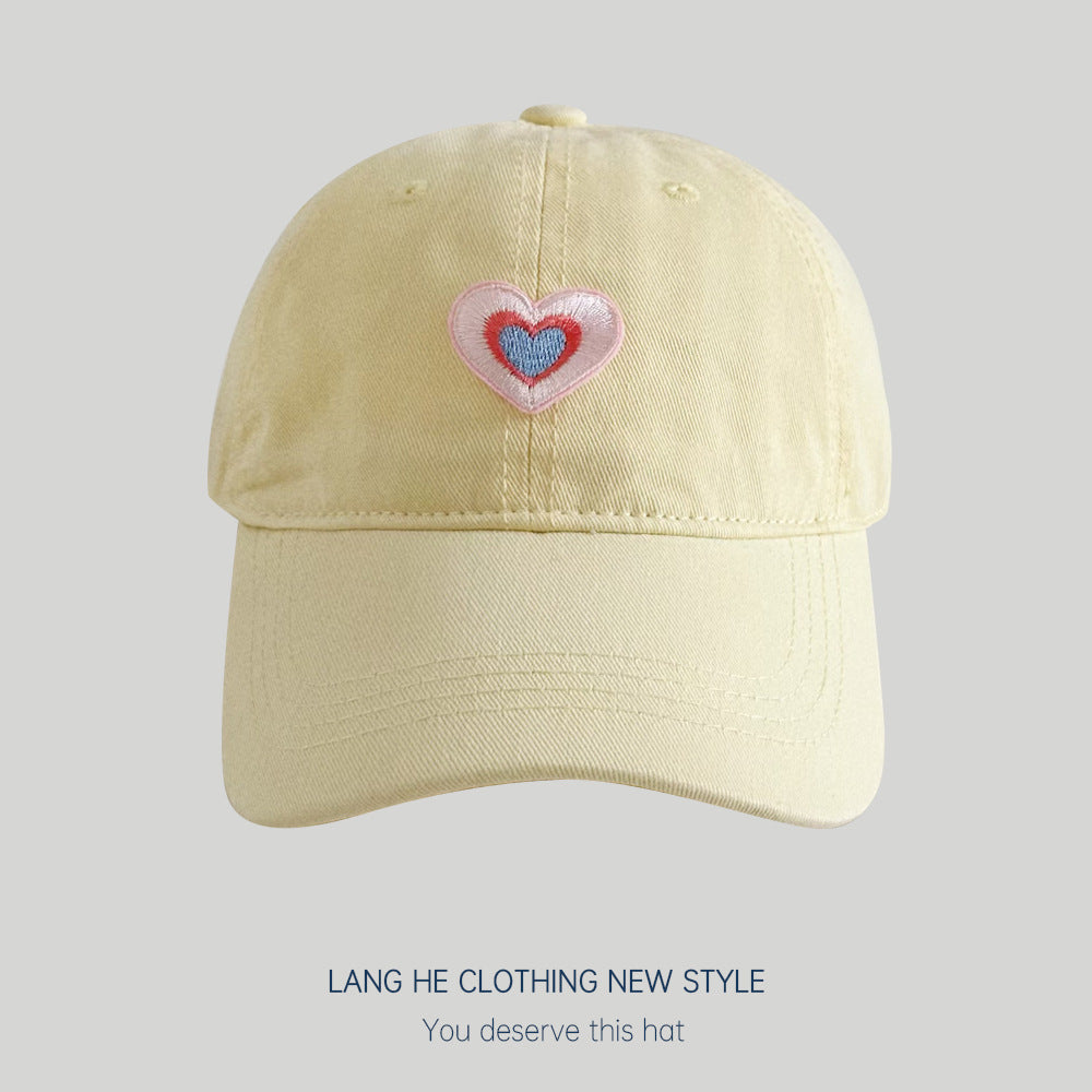 Patch love baseball cap for women with small head circumference, small face, versatile washed peaked hat, summer sun hat, trendy