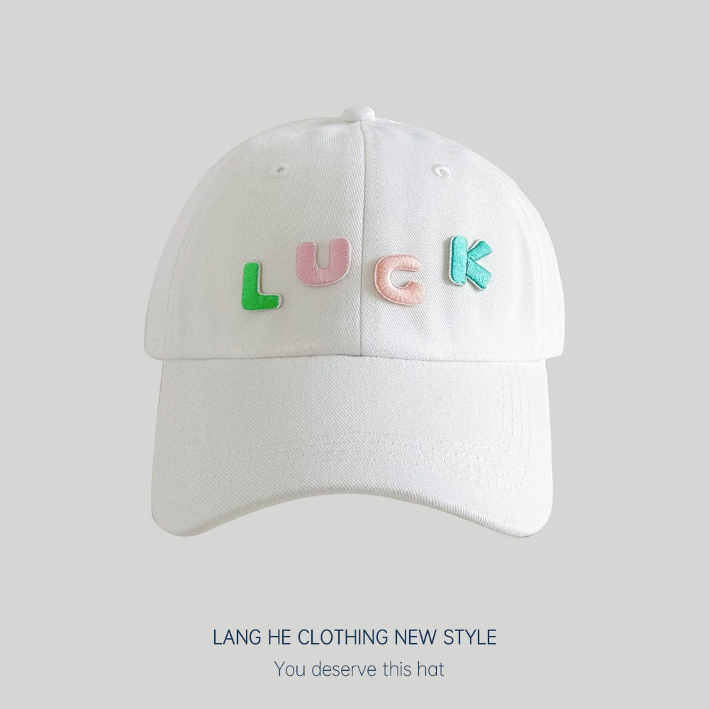 Candy color~Spring and summer trendy letter LUCK baseball caps for boys and girls, sunshade caps style sun protection hats