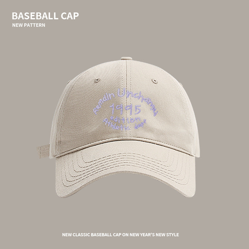 Baseball hat with contrasting letters for female couples, versatile for all seasons, made of pure cotton to deepen the head circumference and show the face