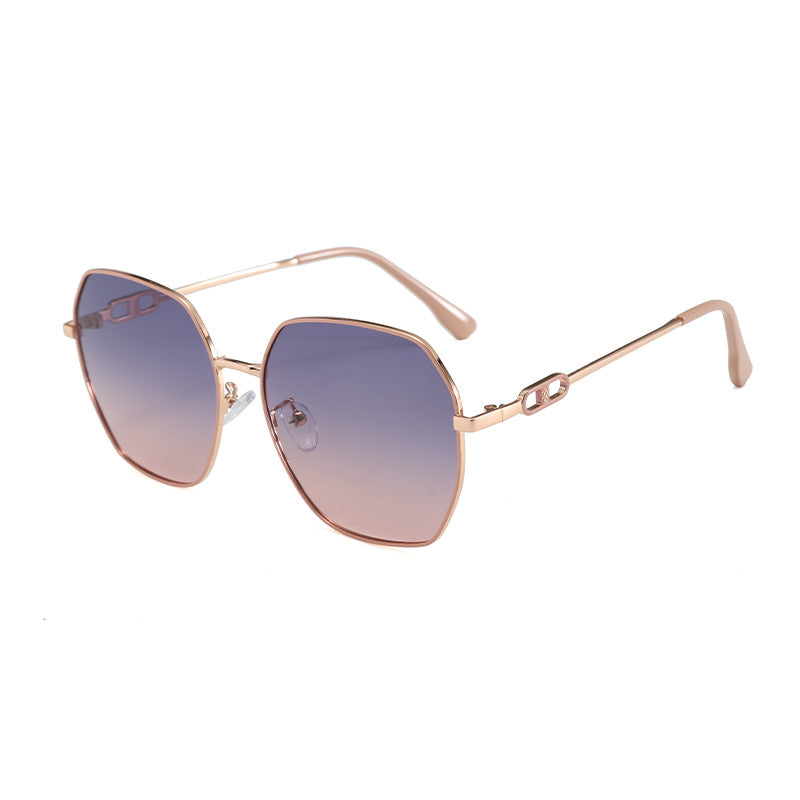 New high-end polarized sunglasses for women without makeup, ins style sunshade and sunscreen sunglasses, trendy metal sunglasses