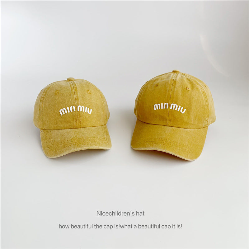 Letter laminated baseball cap women's ins washed cotton retro soft top casual versatile men's duck cap