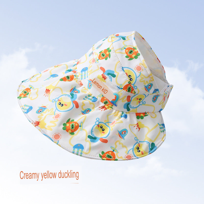 Baby soft brim shell hat for boys and girls large brim sun protection hat baby sunshade fisherman hat