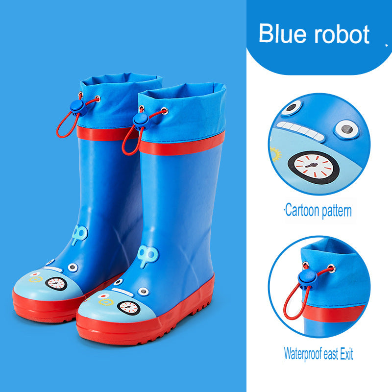 Children's Rubber Rain Boots Cute Cartoon Student Rain Boots Baby Waterproof Water Shoes