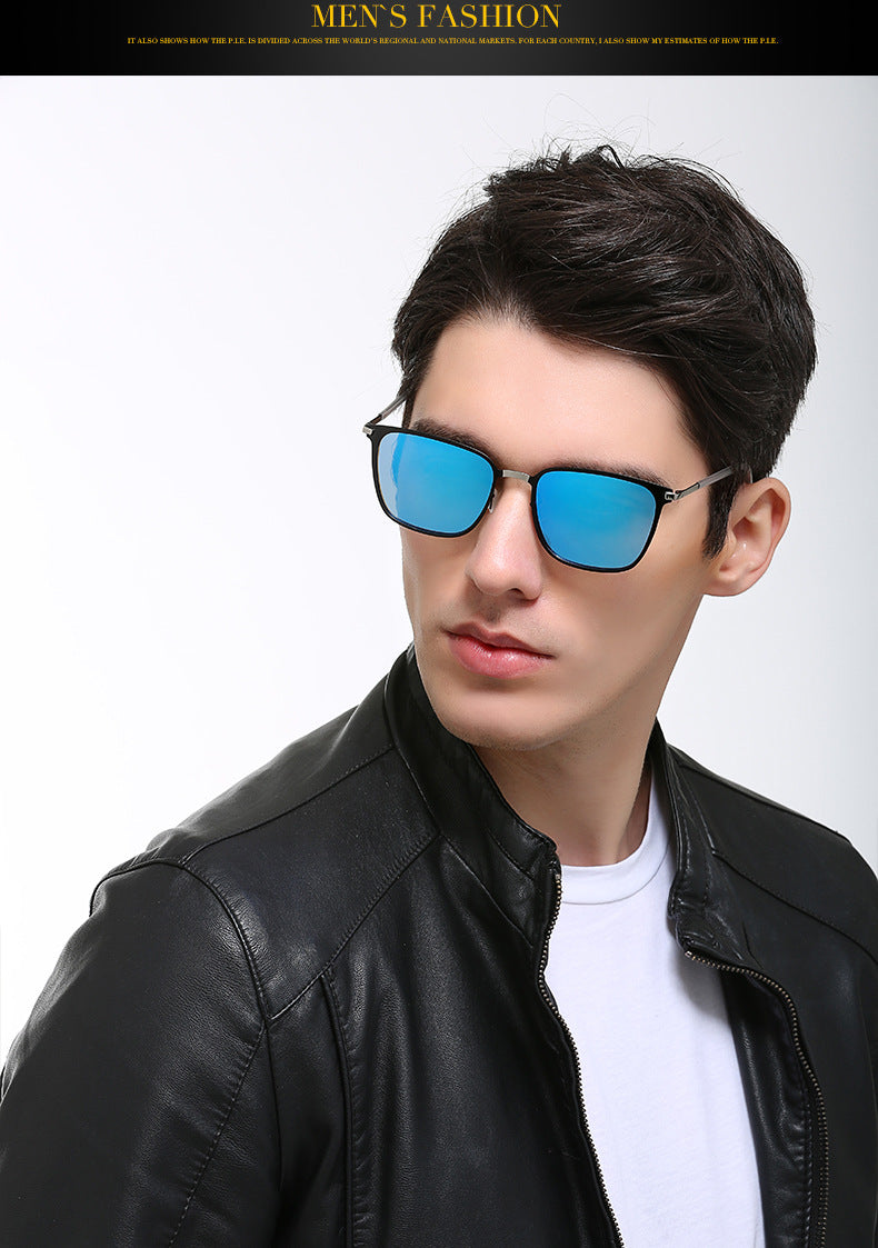 Men's sunglasses new square frame polarized sunglasses P0864 metal driver night vision goggles sunglasses