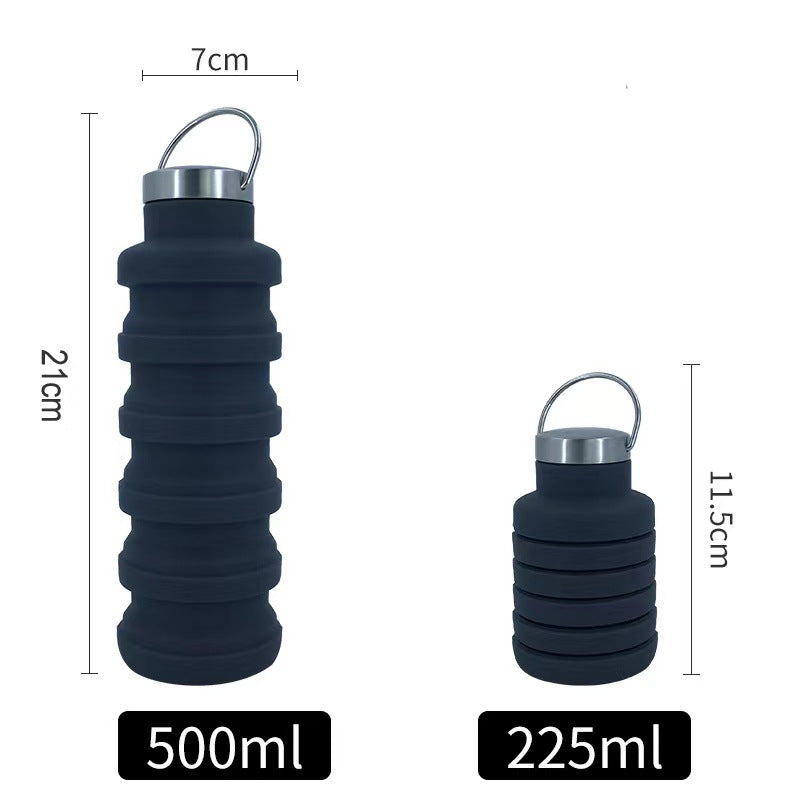 Portable Food Grade Silicone Folding Cup 500ml Creative Sports Water Bottle Outdoor Telescopic Decompression Water Cup