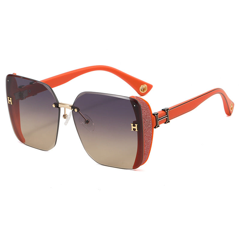 New Fashion Sunglasses Trendy Frameless Gradient Sunglasses Large Frame Anti-UV Women's Sun Square